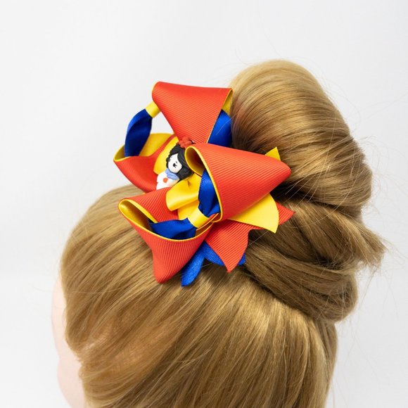 Handmade Disney Princess Snow White 'Bows Party' Hair Bow Clip for girls - Picture 6 of 9